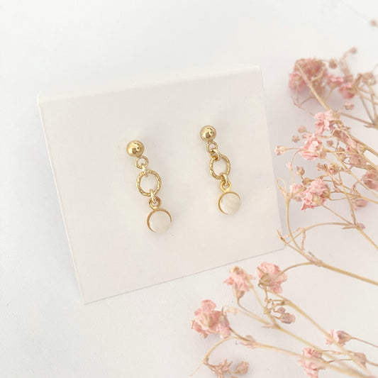 Boucles d'oreilles Halo, anneaux torsadés et pierre fine - Vée bijoux, vue 2