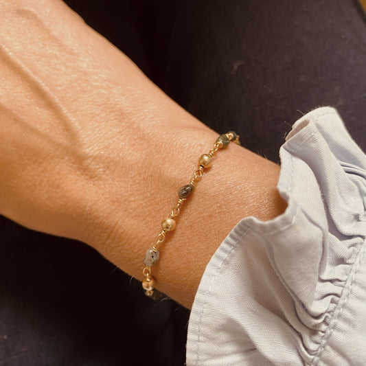 Bracelet Stone Charbon, tourmaline et gold filled - Vée bijoux, vue 2