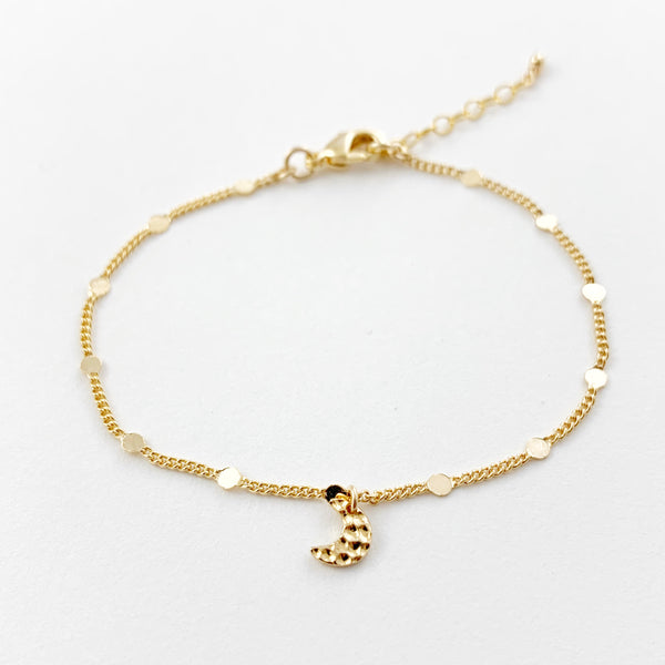Bracelet Louna | Breloque lune en plaqué or