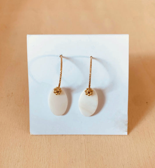 Boucles d'oreilles Adèle, nacre blanche et plaqué or - Vée bijoux, vue 2