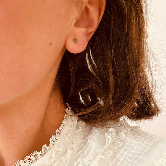 Boucles d'oreilles Ecume, aventurine verte et plaqué or - Vée bijoux, vue 2