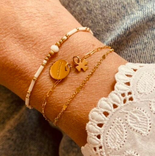 Bracelet Colette, nacre, verre et plaqué or - Vée bijoux, vue 2
