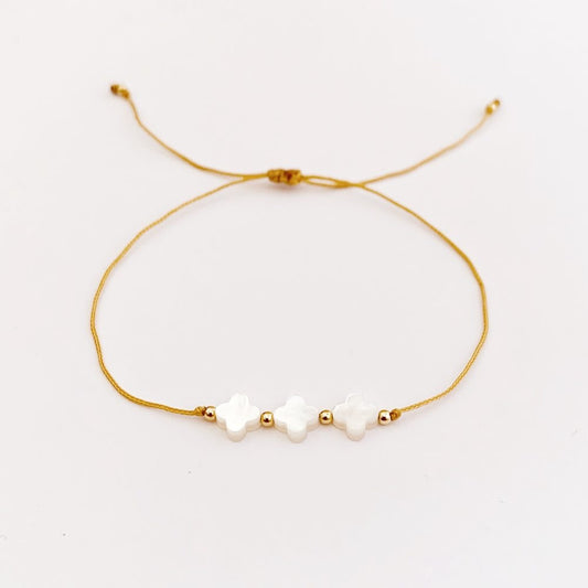 Bracelet coulissant Irelande, nacre et fil ocre - Vée bijoux, vue 2
