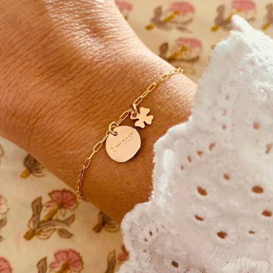 Bracelet Hugo, médaille AMOUR en plaqué or - Vée bijoux, vue 2