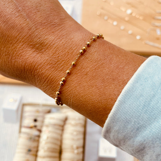 Bracelet Bisbille, chaîne boules en plaqué or - Vée bijoux, vue 2