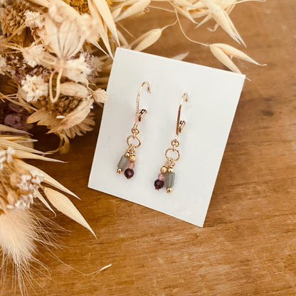 Boucles d'oreilles | Magalie vert et bordeaux