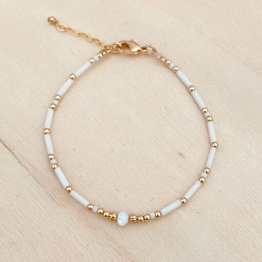 Bracelet Colette | Nacre, verre et plaqué or