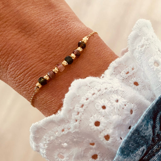 Pierres fines et plaqué or tourmaline