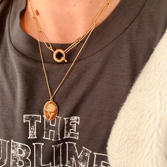 Collier Marta, pendentif rose en plaqué or - Vée bijoux, vue 2
