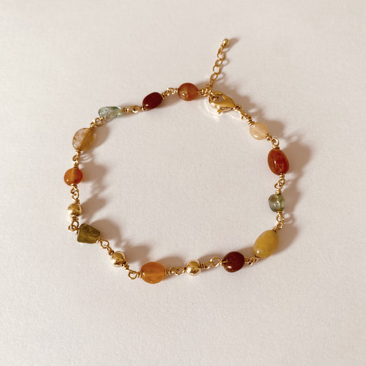 Bracelet Stone Automne, tourmaline, quartz rutile et plaqué or - Vée bijoux