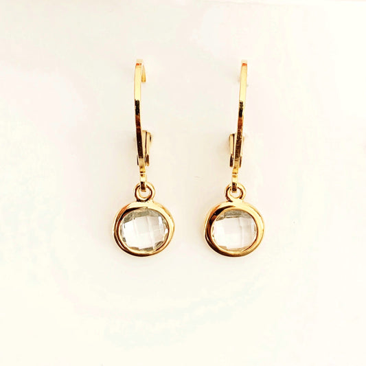 Boucles d'oreilles Déliée, dormeuses en plaqué or et zircon - Vée bijoux, vue 2