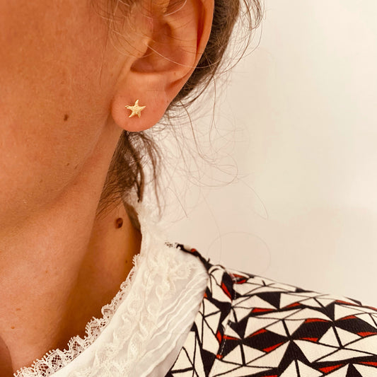 Boucles d'oreilles Seastar, clous en plaqué or - Vée bijoux, vue 2